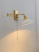 Nordic Brass Swing Arm Wall Lamp for Bedroom, Study & Living Room - Axyaa Vintage Ceramic Wall Sconce