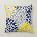Axyaa Navy Blue Yellow Grey Floral Tribal Pattern Pillow Cover for Home Decor