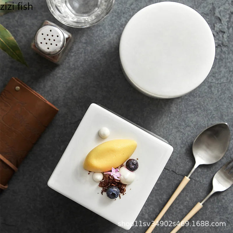 Axya White Ceramic High Foot Plate Stand Collection