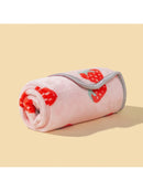 Axyaa Pink Strawberry Plush Pet Blanket for Cats and Dogs