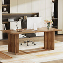 Axyaa 63" Vintage Executive Desk: Farmhouse Wood Home Office Computer Table