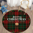 Axyaa Plaid Christmas Round Carpet - Non-Slip Home Decor Foot Mat