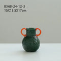 Axyaa Elegant Two-Tone Magnetic Clay Vase with Double Ear Design and Colorful Floral Pattern