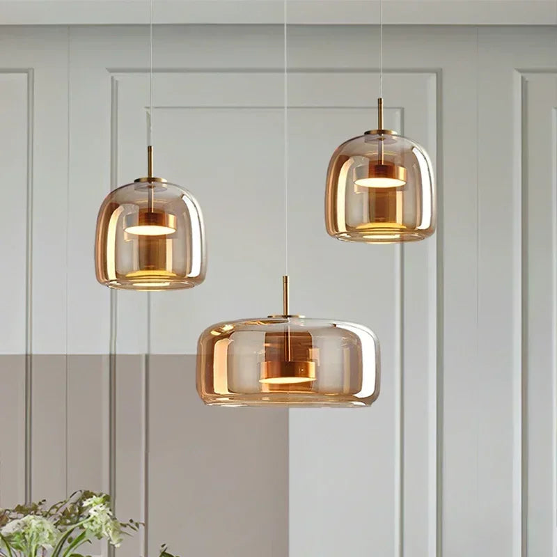 Axyaa Nordic Glass Pendant Lights: Modern Chandeliers for Home Restaurant Bar Cafe & Kitchen
