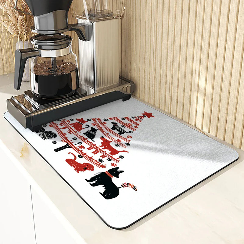 Axyaa Cartoon Animals Square Dry Mat - Absorbent & Anti-slip Drainer for Coffee Table & Bathroom