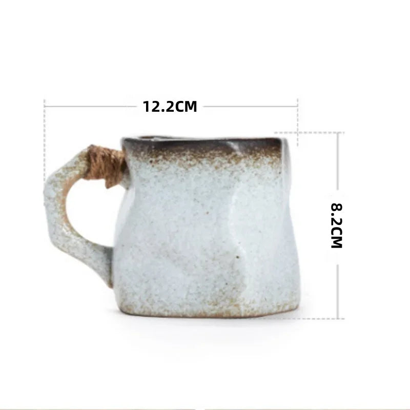 Axyaa Retro Ceramic Coffee Cup Set – 300ml Irregular Shape Drinkware Mug