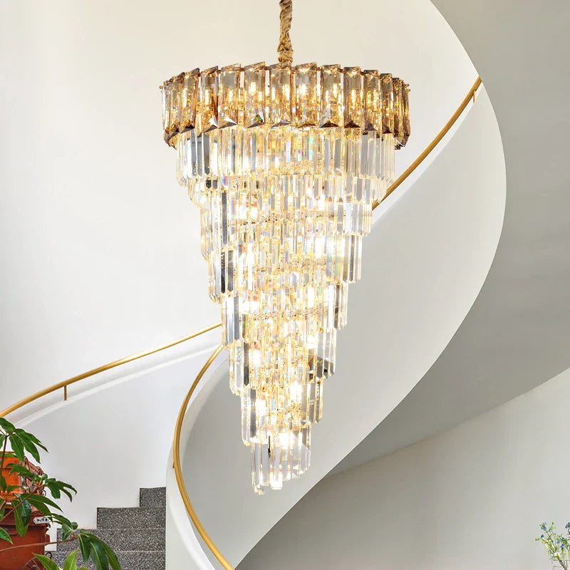 Axyaa Amber Crystal Chandelier for Luxury Living Room and High-rise Hall