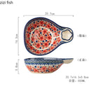 Axyaa Retro Floral Ceramic Dumpling Plate Set