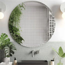 Axyaa Beveled Silver Edge Round Wall Mirror - Frameless Decor Mirror