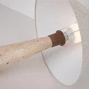 Axyaa Yellow Travertine Fabric Table Lamp: Japanese Stone Standing Lighting