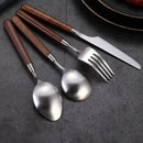 Axyaa Walnut Handle Stainless Steel Tableware Set