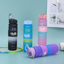 Axyaa Gradient Plastic Water Bottle 1000ML - Leakproof & Motivational Straw Drinking Bottle