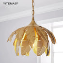 Axyaa Gold Leaves Chandelier: Small Pendant Lighting for Bedroom, Kitchen Island, Hallway