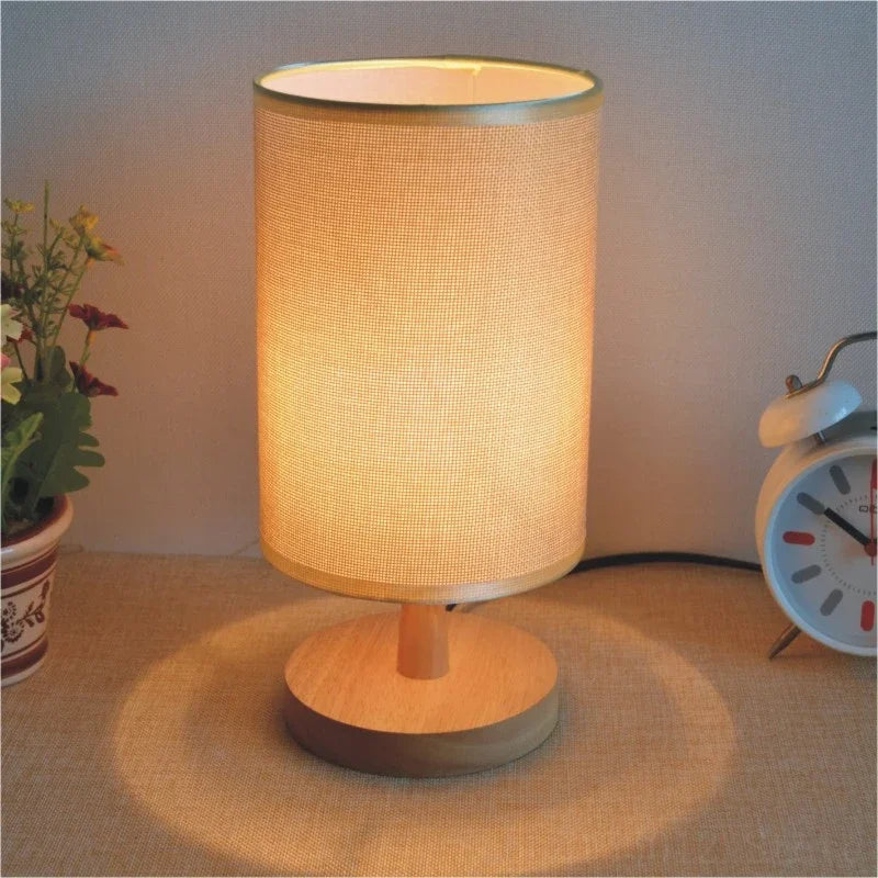 Axya Wooden LED Table Lamp Fabric Lampshade Simple Lighting Home Decor