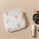 Axyaa Plaid Bow Mini Cosmetic Bag - Compact Travel Jewelry Storage Bag