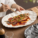 Axyaa Premium Fish Plate: High Temp Steamed Fish/Vegetable Plate, Hotel Tableware