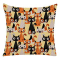 Axyaa Cartoon Animal Linen Throw Pillow Case for Home Living Room Sofa Decor