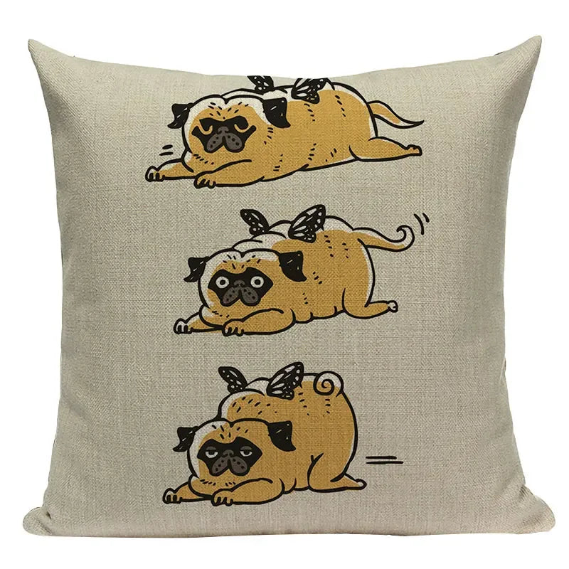 Axyaa Cozy Pug Cat Sloth Starling Fashion Pillow Cover Sofa Decor Case