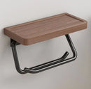 Axyaa Wall-Mounted Black Walnut Bathroom Towel and Toilet Paper Organizer