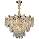 Axyaa Gold Metal LED Crystal Chandelier for Dining and Living Room