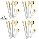 Axyaa 24-Piece Silver Stainless Steel Kitchen Tableware Set