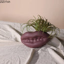 Axyaa Purple Lips Ceramic Vase Abstract Human Face Features Decoration