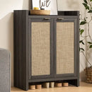 Axyaa 24 Pair Shoe Storage Cabinet, Rattan Doors, 6-Tier Farmhouse Style