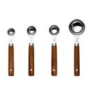 Axyaa Stainless Steel Measuring Cups & Spoons Set with Wooden Handle