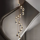 Axyaa Crystal Stair Chandelier: Modern LED Ceiling Light for Living Room