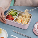 Axyaa 3-Compartment Lunch Box with Utensils, Leak-Proof & Durable Plastic Containers
