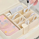 Axyaa Kawaii Phone Case & Cable Organizer Box: Cute Desk Storage Container