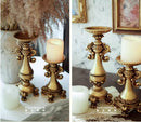 Axyaa Gold Fern Pattern Resin Candlestick Sculpture - Vintage European French Design
