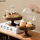 Axya Glass Cake Stand with Cover for Desserts and Dim Sum Display