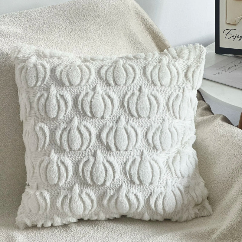 Axyaa Yellow Faux Fur Fall Pillow Covers 45x45CM for Farmhouse Decor