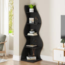 Axyaa 5-Tier Modern Corner Bookshelf in Black