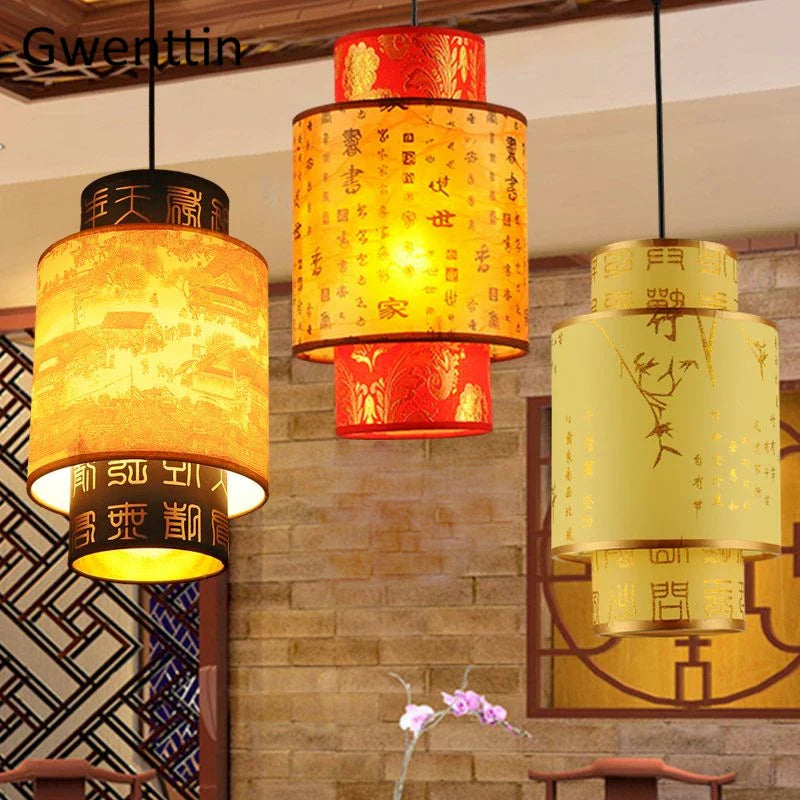 Axyaa Sheepskin Pendant Lights: Chinese Style, Retro Home Decor for Living Room, Dining Room.