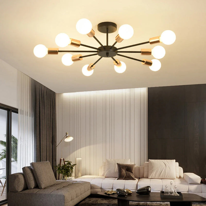 Axyaa Nordic Sputnik Ceiling Chandelier Semi Flush Mount LED Lighting Fixture