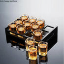 Axya Spirit Glass Set with Wooden Cup Holder - Branded Liquor Glasses & Shot Glasses