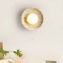 Axyaa White Glass LED Wall Lights with Wood Base Pull Chain Switch for Nordic Modern Decor