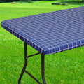 Axyaa Elastic Fitted Rectangle Vinyl Tablecloth for Indoor Outdoor Tables