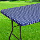 Axyaa Elastic Fitted Rectangle Vinyl Tablecloth for Indoor Outdoor Tables