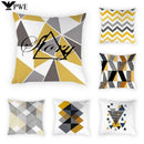 Axyaa Geometric Yellow Print Polyester Cushion Cover - 45x45cm
