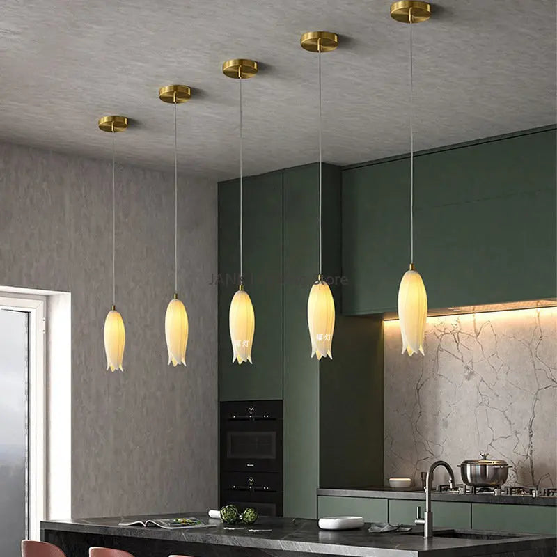 Axyaa Tulip Staircase Chandelier: Luxury Multi-heads LED Hanging Lamp for Exquisite Spaces