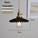 Axyaa Retro Ceramic Pendant Light Black White Vintage Hanging Lamp with Brass Socket