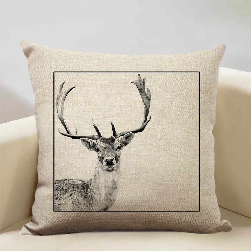 Elk Animal Cushion Cover Sofa Decor Pillow Case Linen Home Decor Axyaa