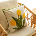 Axyaa Embroidered Tulip Throw Pillow Covers for Summer Garden Decor