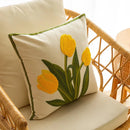 Axyaa Embroidered Tulip Throw Pillow Covers for Summer Garden Decor