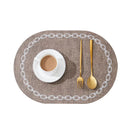 Axyaa Green Oval Placemats Set for Dining Table, Non-Slip Waterproof Place Mats