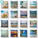 Axyaa Beach Alphabet Linen Pillowcase for Summer Home Decor
