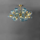 Axyaa Blue Flower Chandelier: LED Modern Home Decor Hanging Lamp for Luxury Living Room